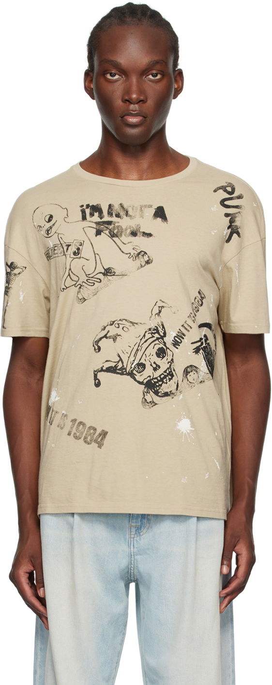 Tričko R13 R13 Relaxed Graphic T-Shirt Béžová | R13MK141-001UU, 0