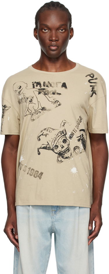 Tričko R13 R13 Relaxed Graphic T-Shirt Béžová | R13MK141-001UU, 0