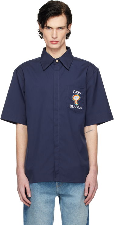 Košeľa Casablanca Short Sleeve Shirt Navy | MPS25-SH-137-01, 0