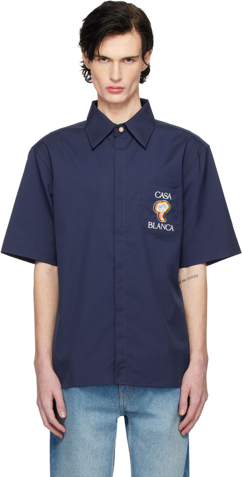 Košeľa Casablanca Short Sleeve Shirt Navy | MPS25-SH-137-01