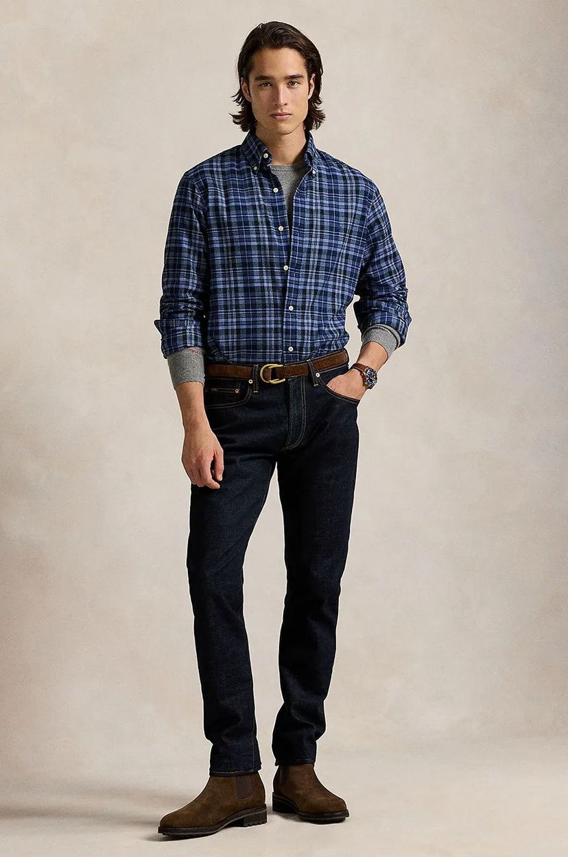 Džínsy Polo by Ralph Lauren Slim Fit Checked Shirt Modrá | 710956088