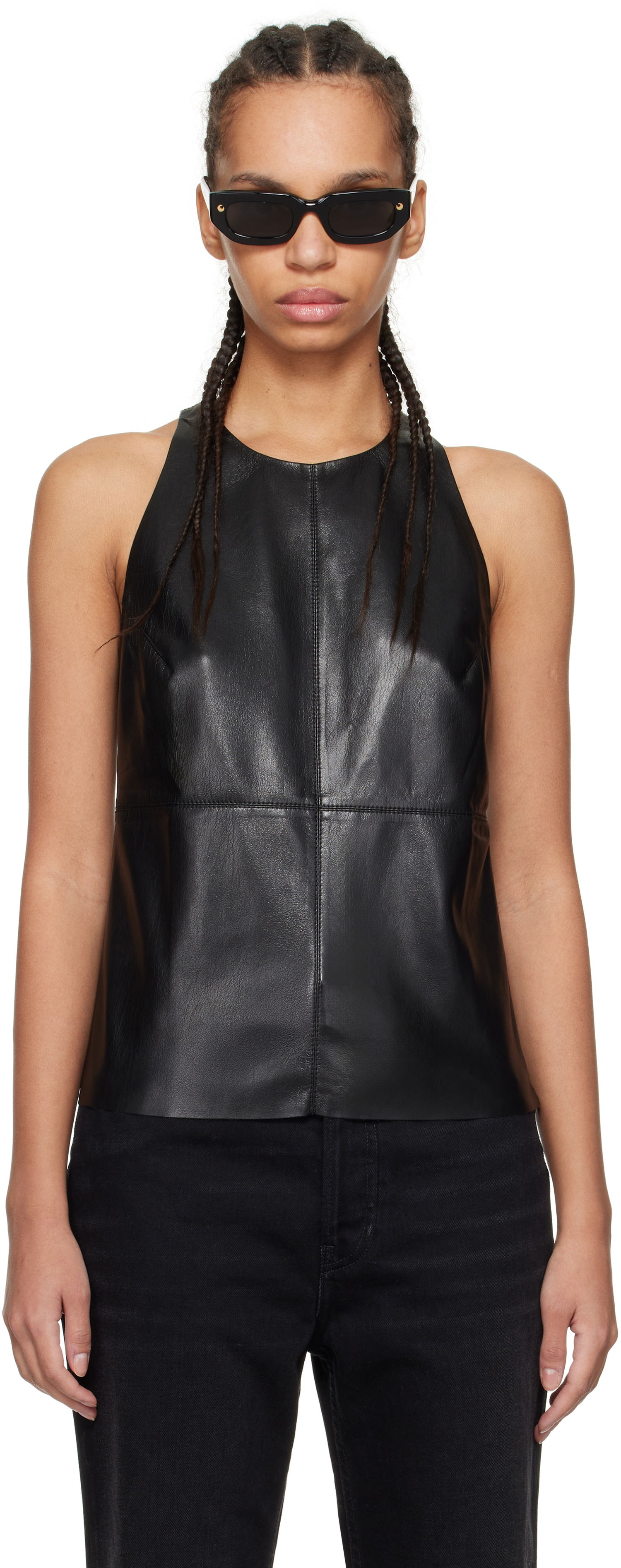 Tielko Nanushka Nanushka Teza Faux-Leather Tank Top Čierna | NW24CRTP03999, 0
