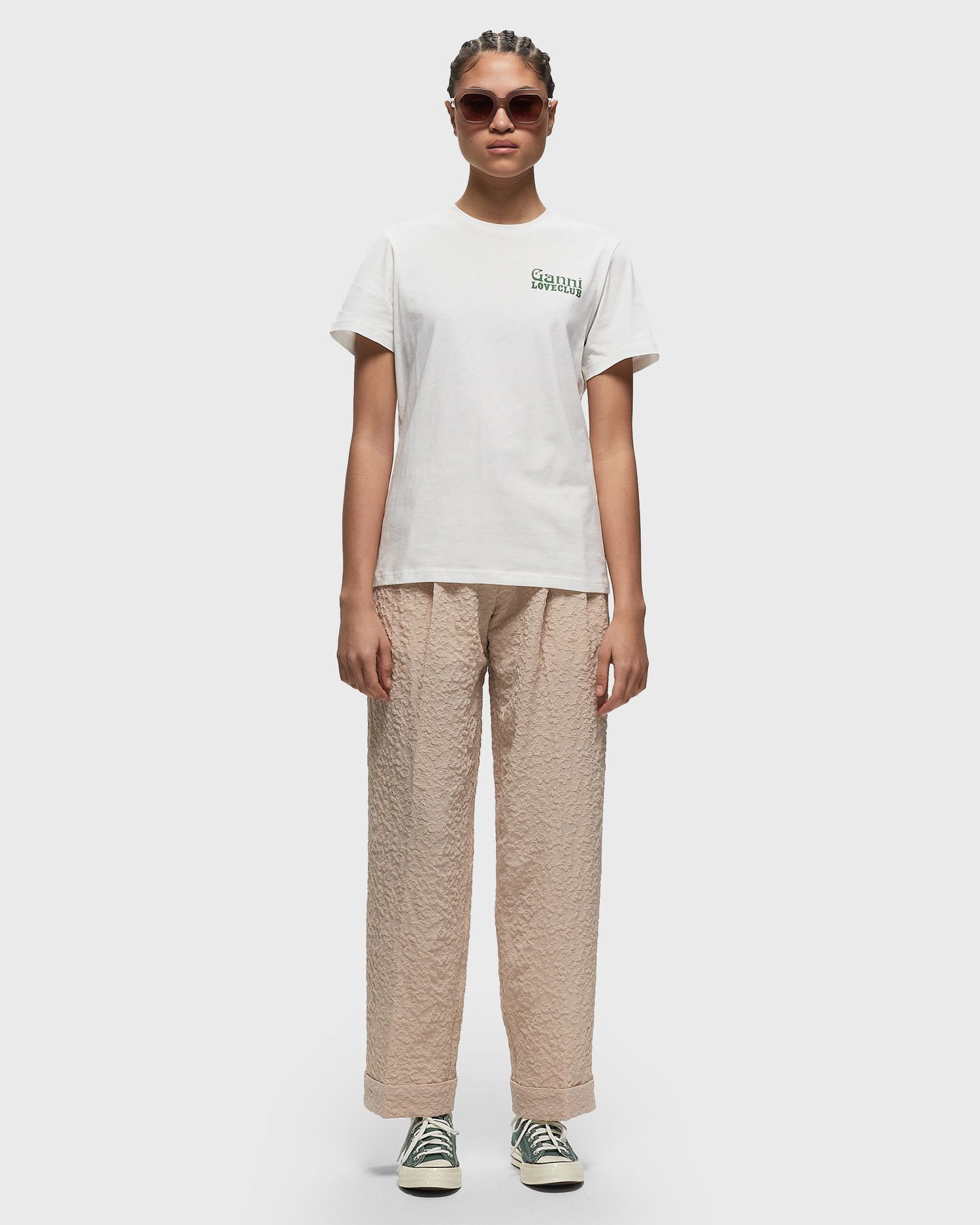 Tričko GANNI Thin Jersey Loveclub Relaxed Tee Biela | T3867-795, 1