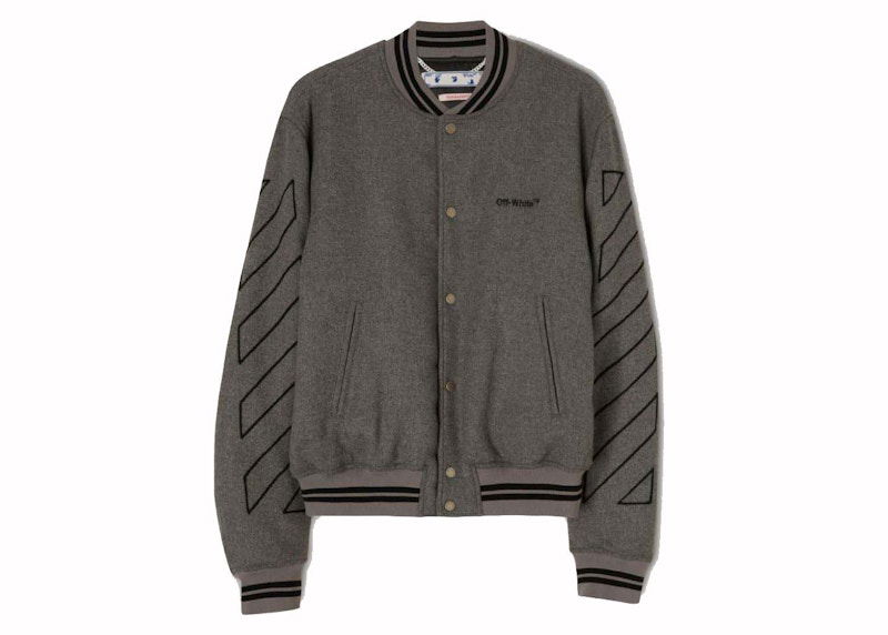 Bomber bunda Off-White Wool Varsity Jacket Šedá | OMEA315C99FAB0010810, 0