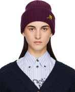 Embroidered Logo Ribbed Wool Knit Beanie