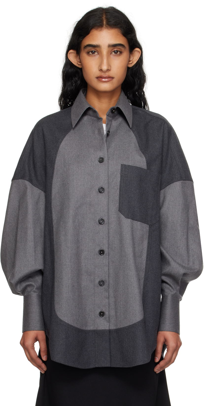Košeľa Stella McCartney Stella McCartney Mixed Flannel Shirt Šedá | 6201593CU703