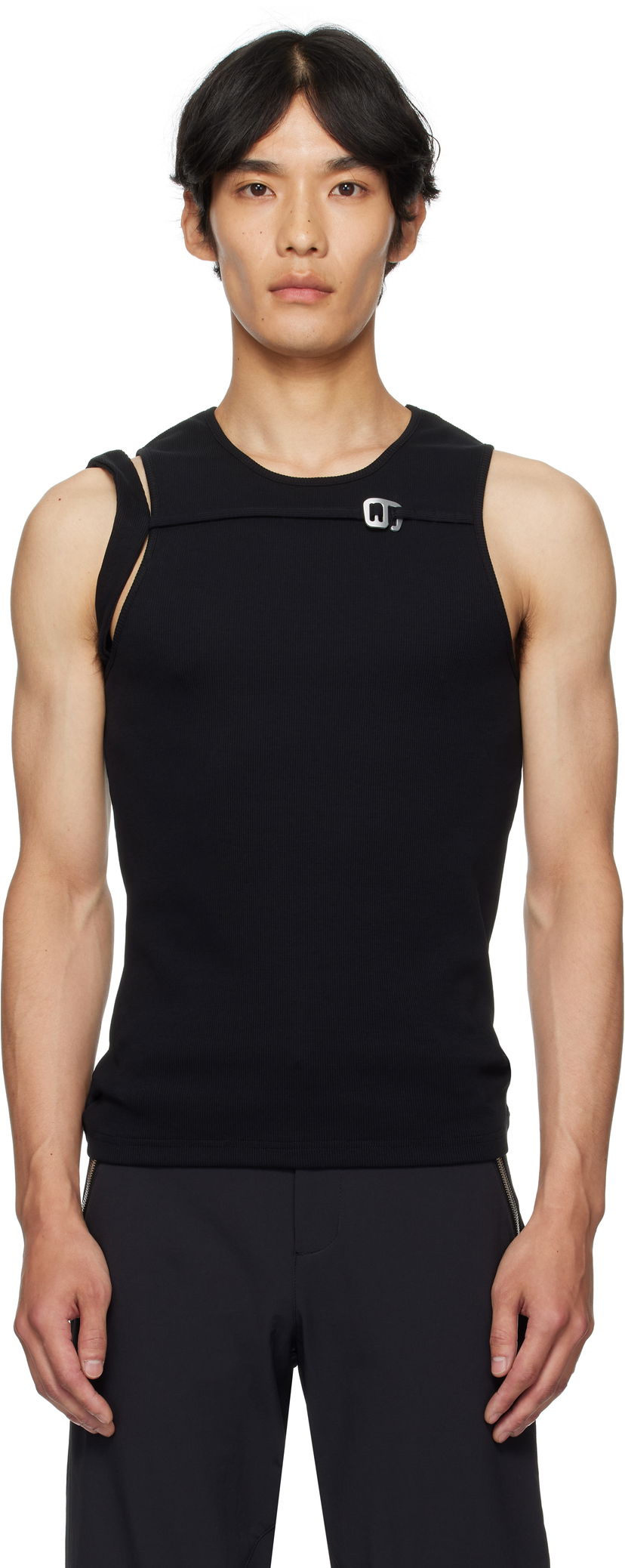Tielko HELIOT EMIL Gregaria Ribbed Tank Top with Metal Clip Čierna | PREAW25_M_09_118_BLK01