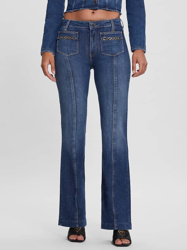 Džínsy GUESS Mid Rise Bootcut Denim Navy | W3BA0GD4H77, 0