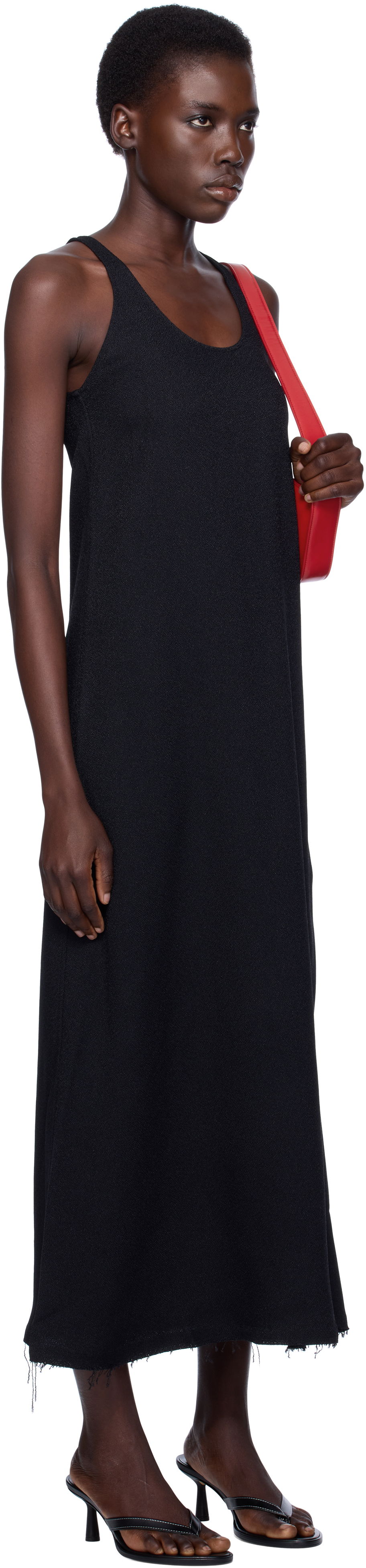 Šaty TOTEME TOTEME Scoop-Neck Sablé Midi Dress Čierna | 243-WRD4142-FB0240, 1