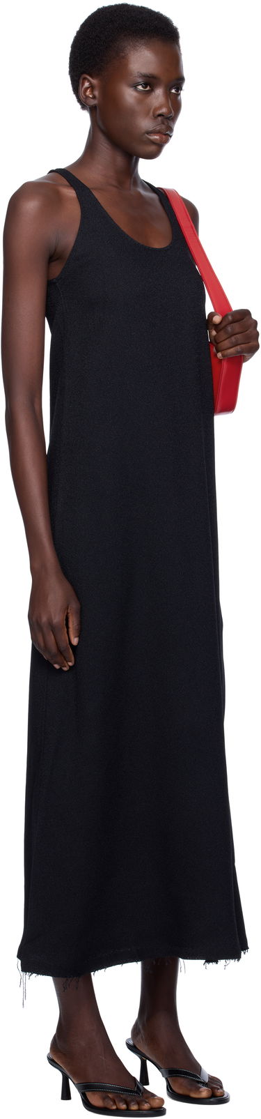 Šaty TOTEME TOTEME Scoop-Neck Sablé Midi Dress Čierna | 243-WRD4142-FB0240, 1