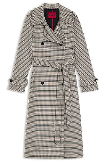 Trenčkot BOSS Houndstooth double-breasted trench coat with belt Rôznofarebný | 50558428, 0