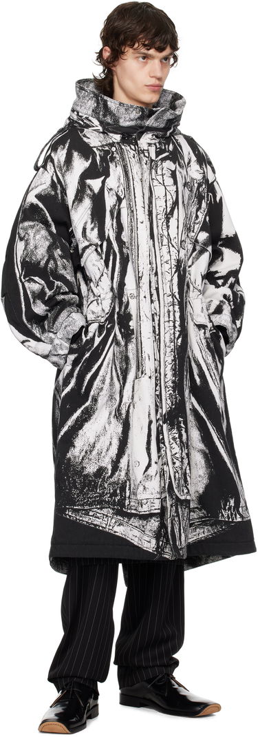 Pláštenka Jean Paul Gaultier Jean Paul Gaultier Trompe-L'œil Print Hooded Coat Čierna | 25/33-F-MA032I-C570-0001, 3