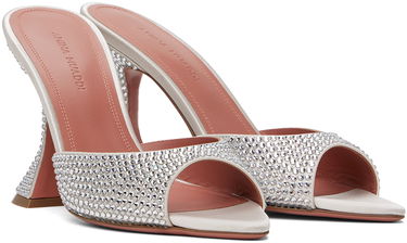 Starostlivosť o obuv Amina Muaddi Amina Muaddi Caroline Crystal Slipper Heeled Sandals Biela | CAROLINE CRYSTAL SLIPPER CL, 3