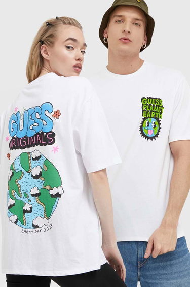Tričko GUESS Eco Earth Day Planet Tee Biela | M3GI51KBQN2, 0