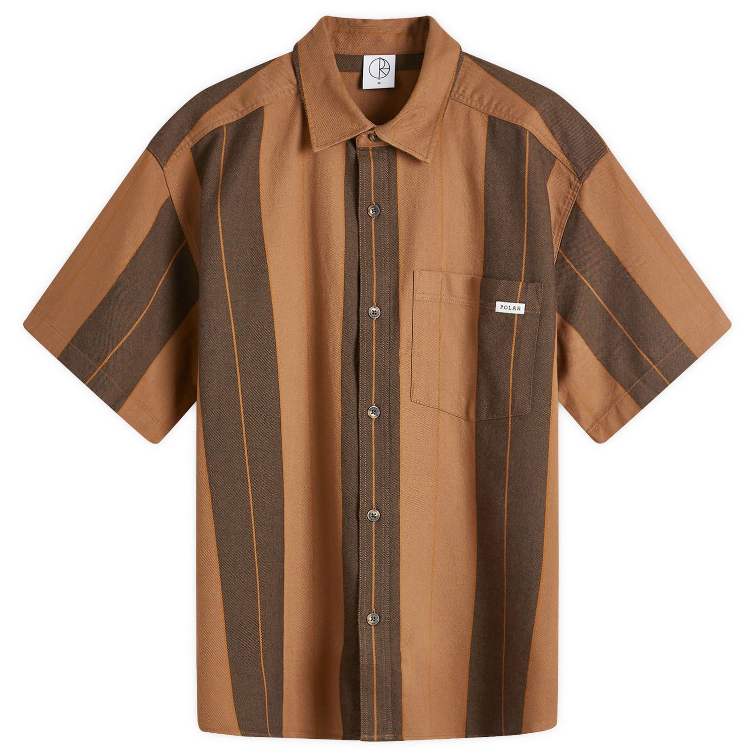 Košeľa Polar Skate Co. Mitchell Strip Short Sleeve Shirt Brown Stripe Hnedá | PSC-F24-43, 0