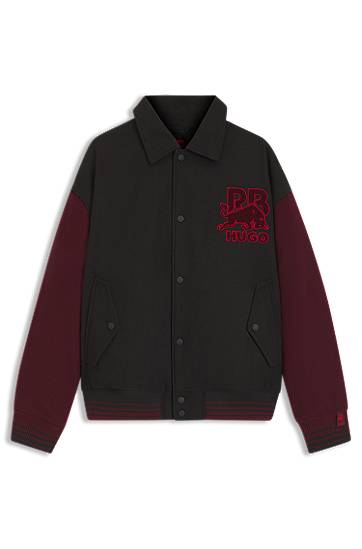 Bomber bunda BOSS HUGO x RB regular-fit varsity-style jacket with bull graphics Rôznofarebný | 50549448