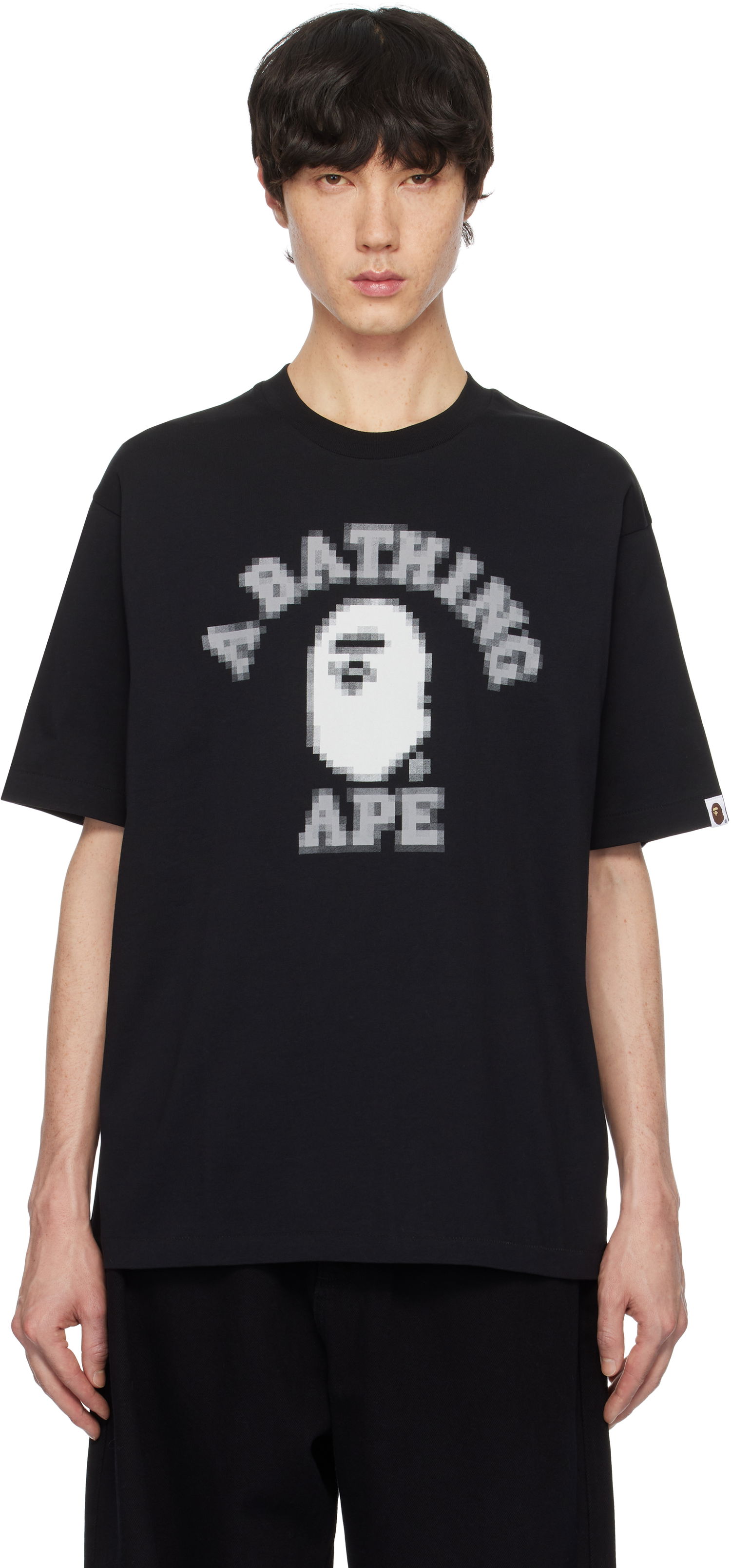 Tričko BAPE Pixal College Relaxed Fit T-Shirt Čierna | 001TEK801343M, 0