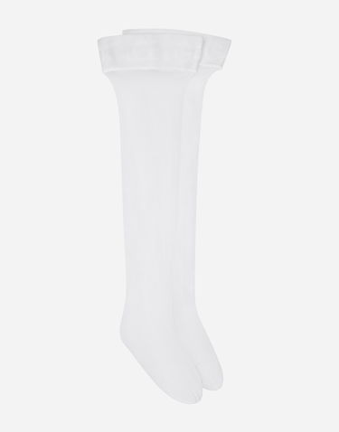 Ponožky Dolce & Gabbana Sheer Thigh-High Logo-Knit Socks Biela | O4A70TONO28W0800, 0