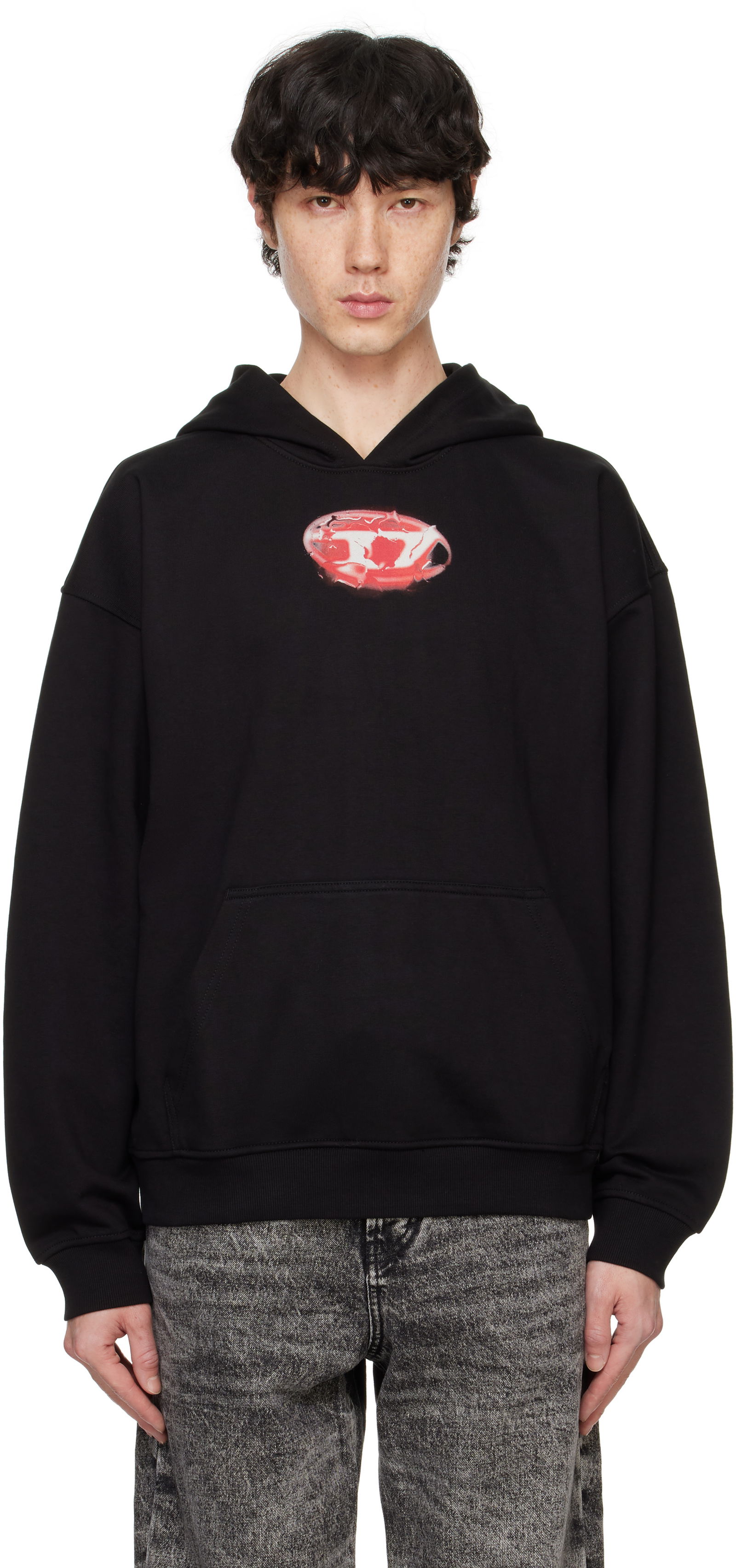 Black S-Boxt-Hood-K3 Graphic Print Hoodie