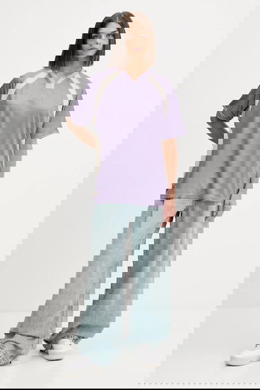 Tričko Puma FENTY V-Neck Oversized Mesh Panel T-Shirt Fialová | 635638, 1