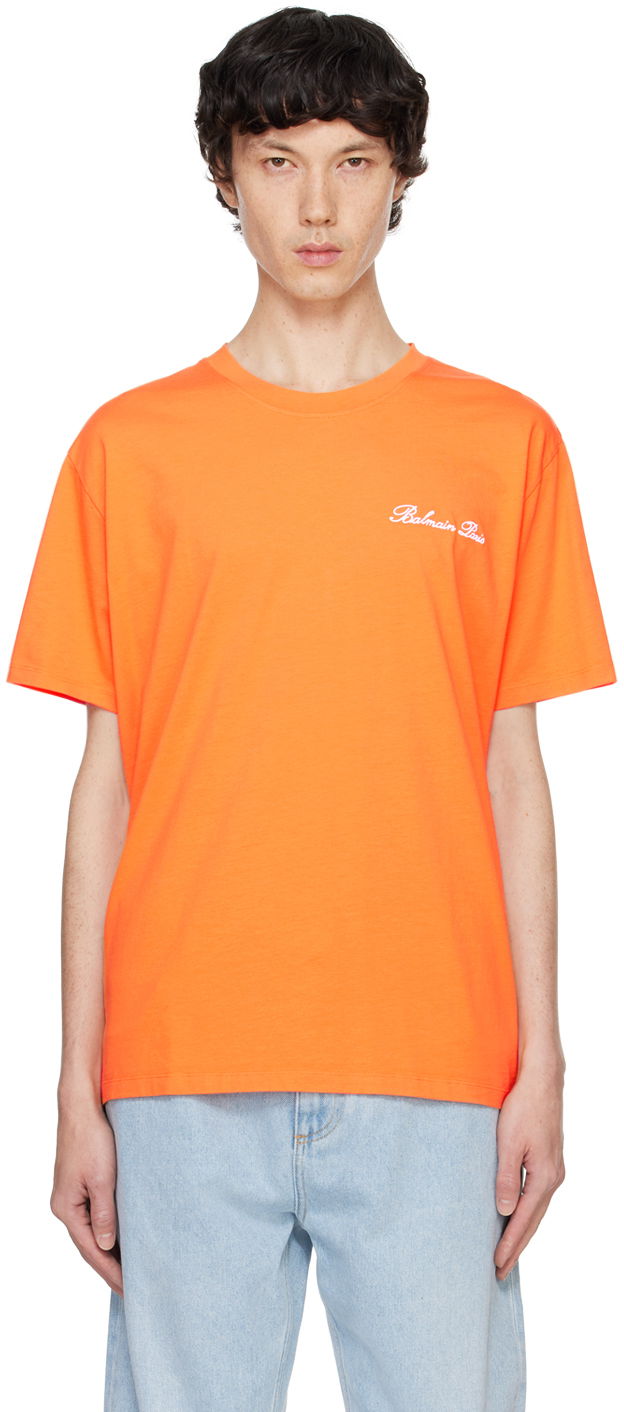 Tričko Balmain Relaxed 'Signature' Embroidery T-shirt Oranžová | DH0EG010BC68, 0