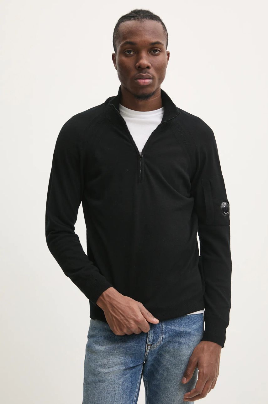 Sveter C.P. Company Lightweight Half-Zip Merino Wool Sweater Čierna | 17CMKN193A005528A, 0