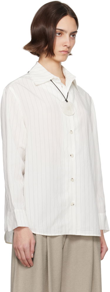 Košeľa Nanushka Nanushka Fryda Pinstriped Button-Down Shirt Biela | NW25SSTP26400, 1