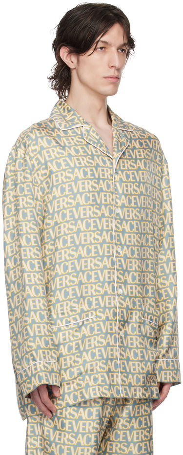 Pyžamo Versace Versace Allover Print Pyjama Shirt Modrá | 1005376_1A07866, 1