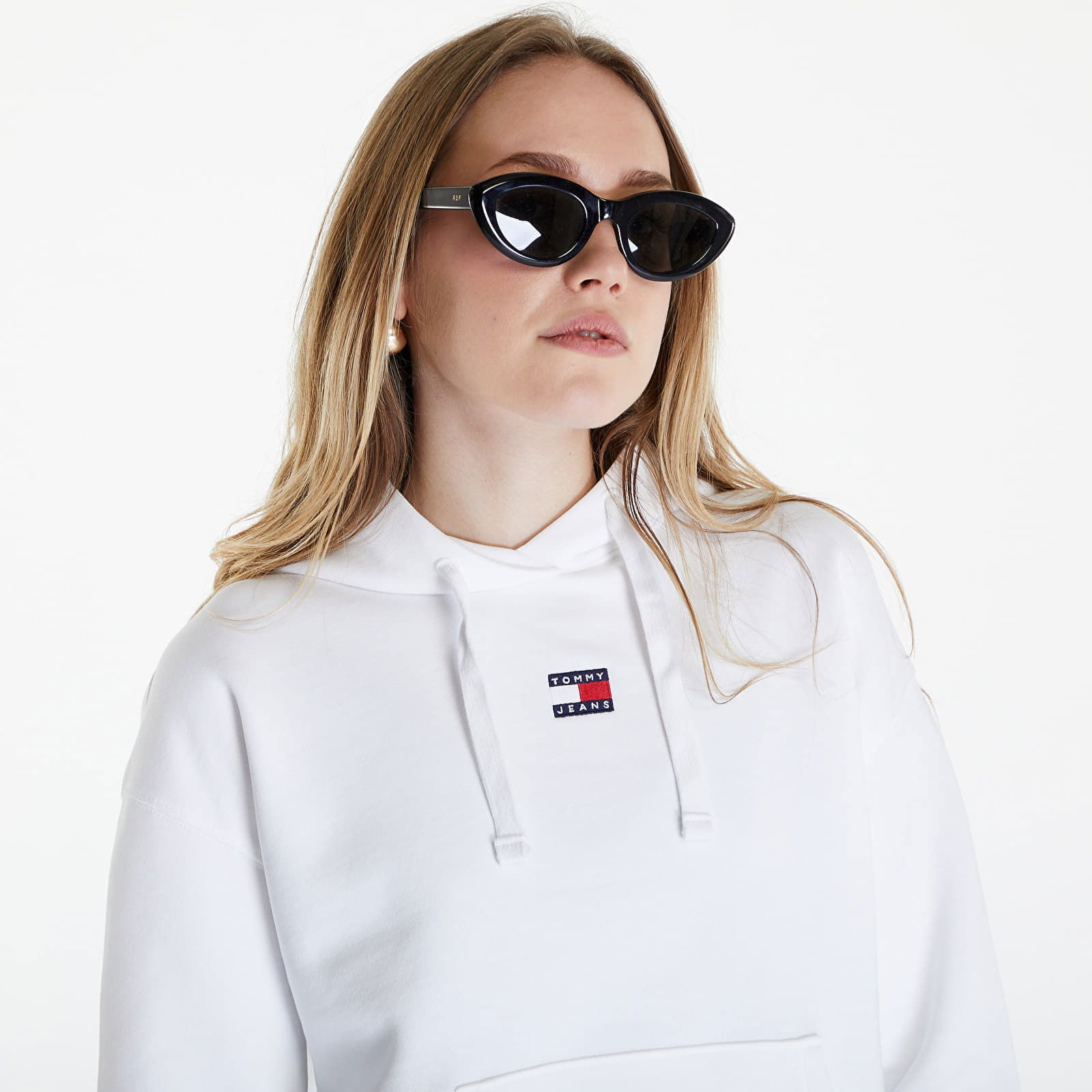 Boxy Badge Hoodie White