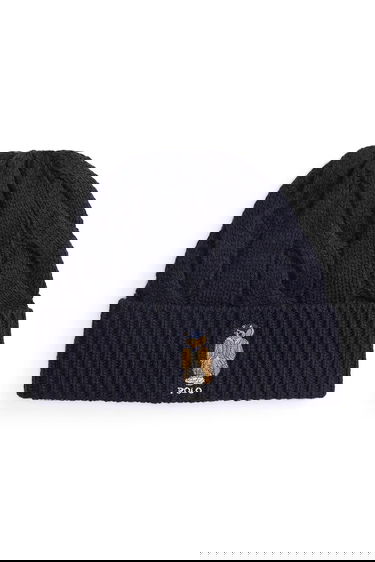 Kulicha Polo by Ralph Lauren Polo Ralph Lauren Cable-Knit Beanie with Polo Bear Navy | 455981433, 0