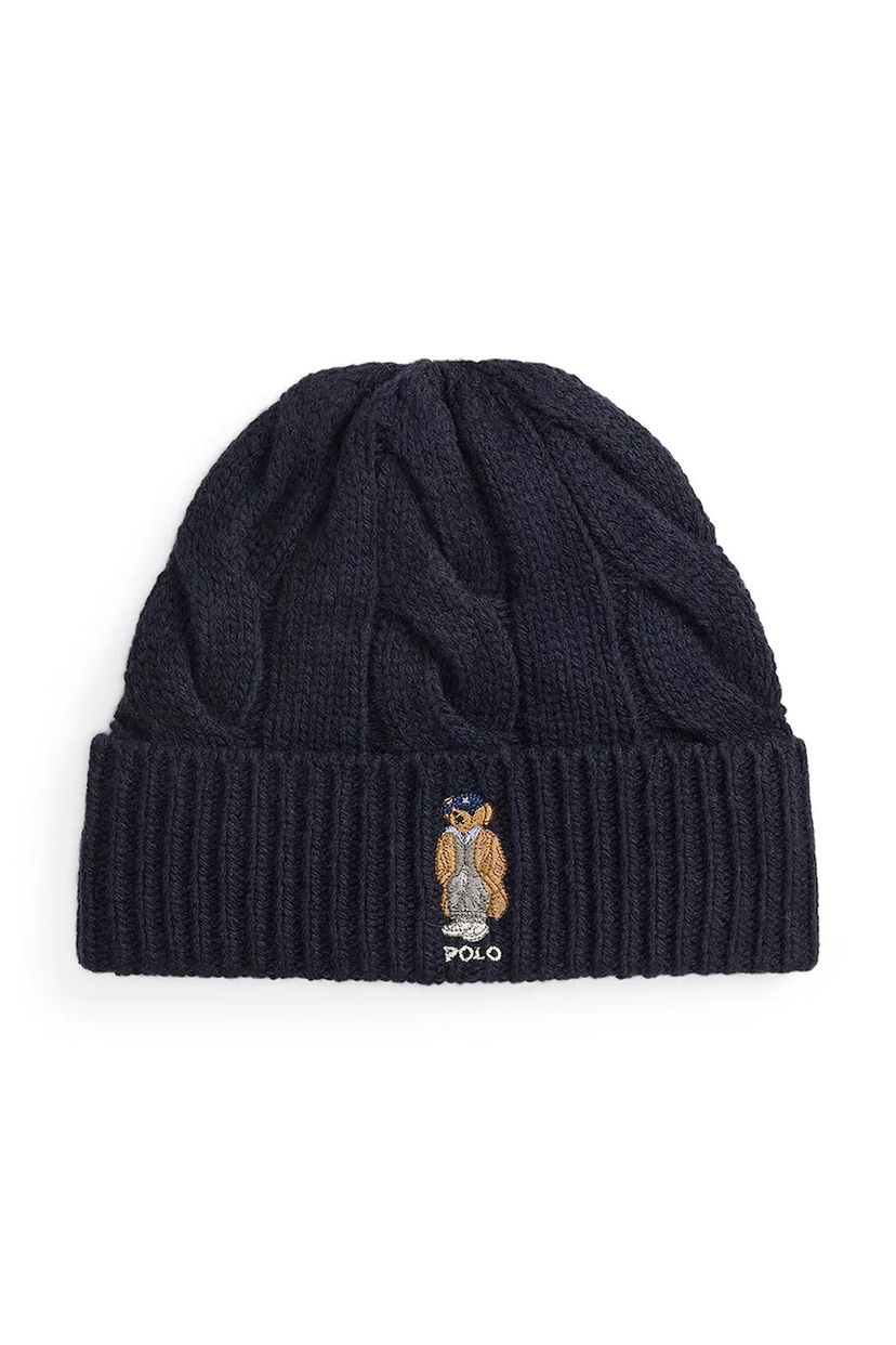 Kulicha Polo by Ralph Lauren Polo Ralph Lauren Cable-Knit Beanie with Polo Bear Navy | 455981433