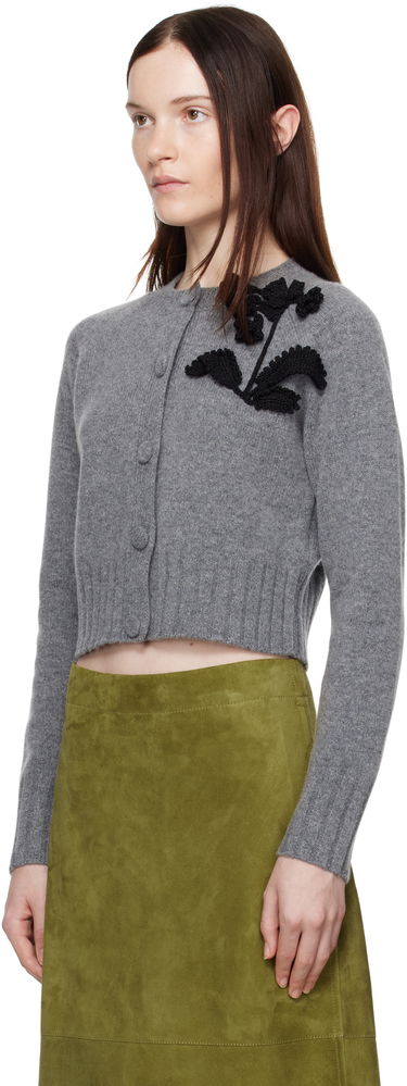 Sveter Erdem Erdem Cropped Knit Cardigan Šedá | PS25_KT3_GRLCFK, 3