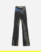 Mesh Flare Pants with Polka Dot and Zip Print