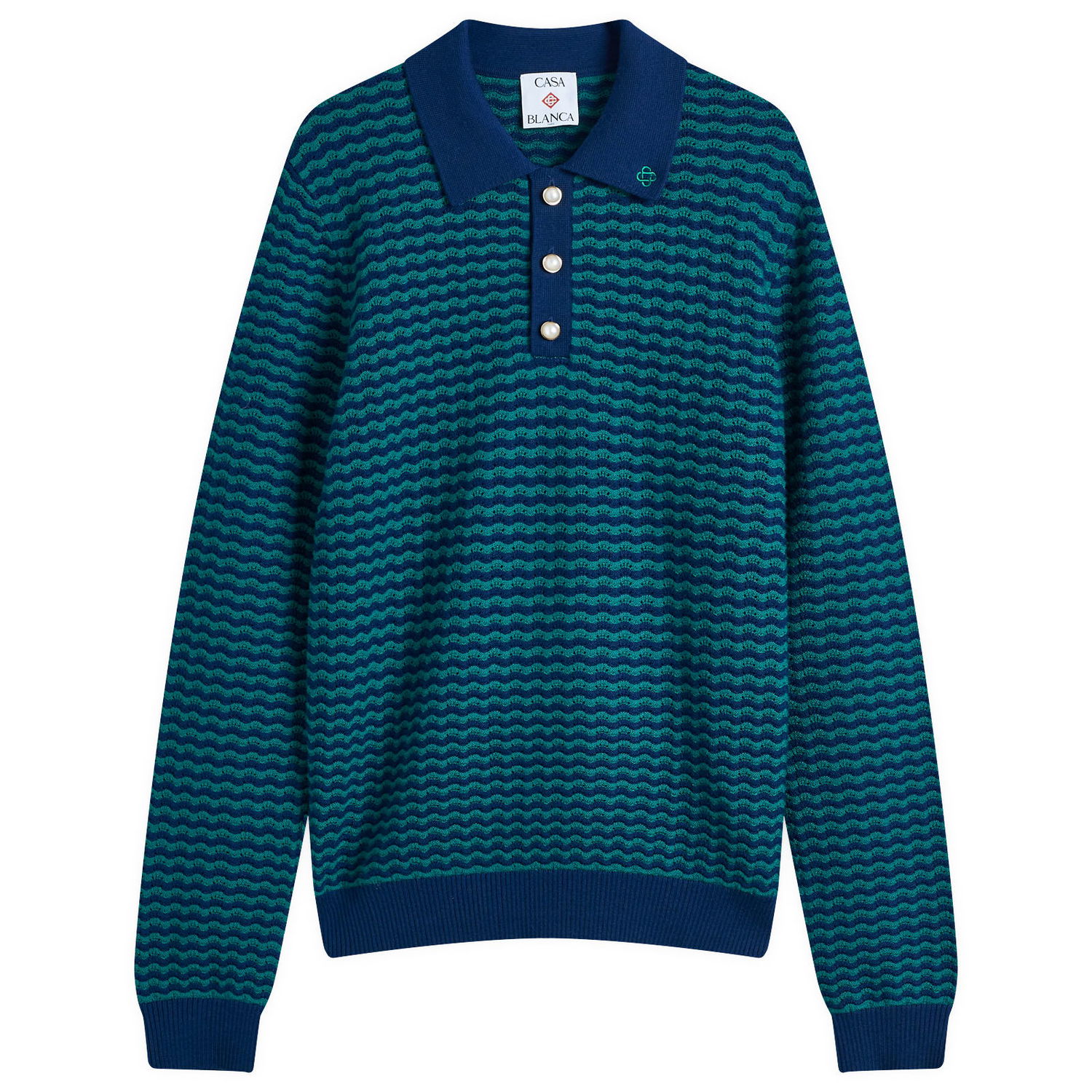 Polo tričko Casablanca Mini Wave Polo Shirt Modrá | MPS25-KW-862-01, 1