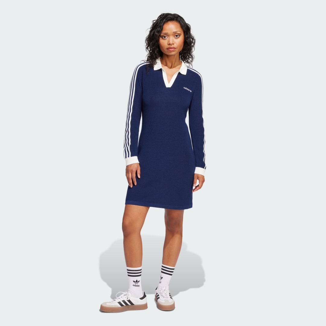 Šaty adidas Performance Knitted Polo Dress Modrá | JC7690, 0
