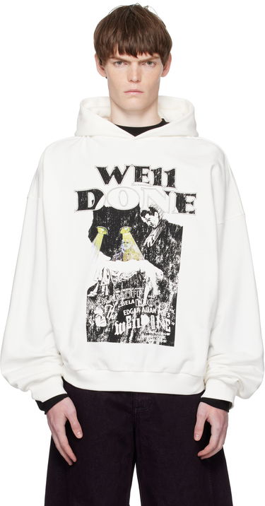 Mikina We11done We11done Cat Poster Graphic Hoodie Biela | WD-TH2-25-837-U-WH, 0