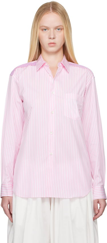 Košeľa Comme des Garçons Comme des Garçons Striped Gingham Trim Shirt Ružová | FO-B022-S25, 0