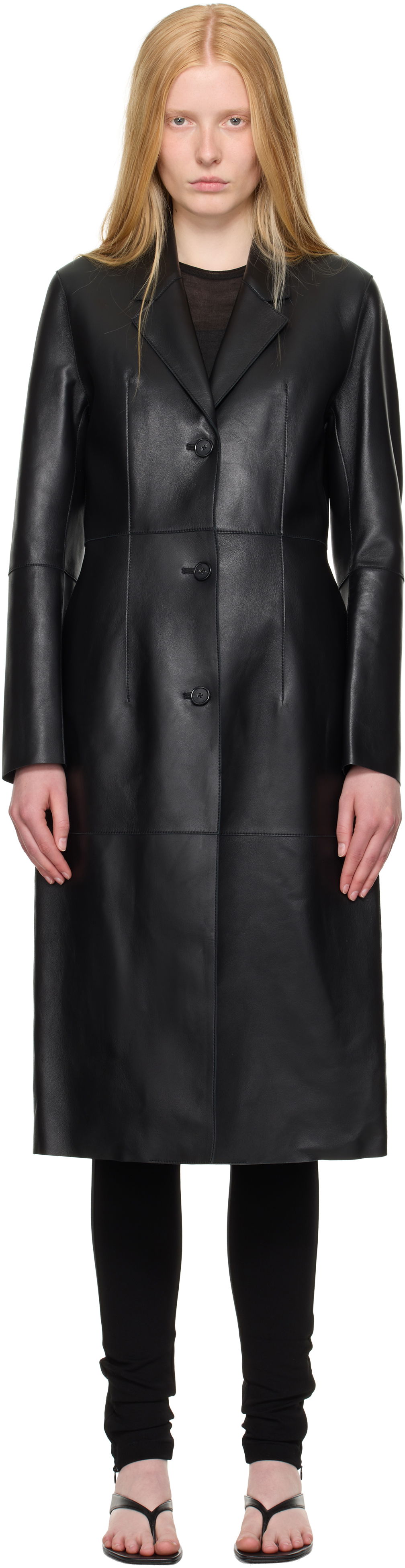 Kabáty TOTEME TOTEME Slim Leather Coat Čierna | 252-WRO0191-LE0056, 0