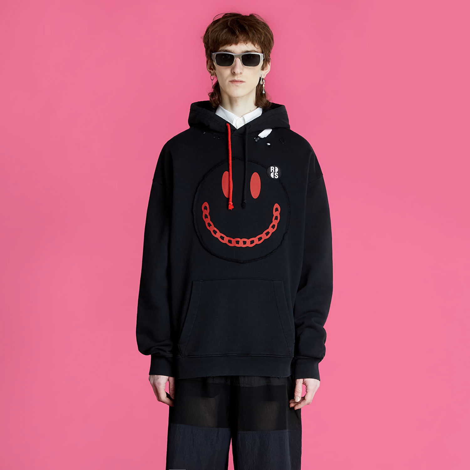 Mikina RAF SIMONS Regular Fit Hoodie With Print Destroy Washed Čierna | 224-164-19003-0099, 0