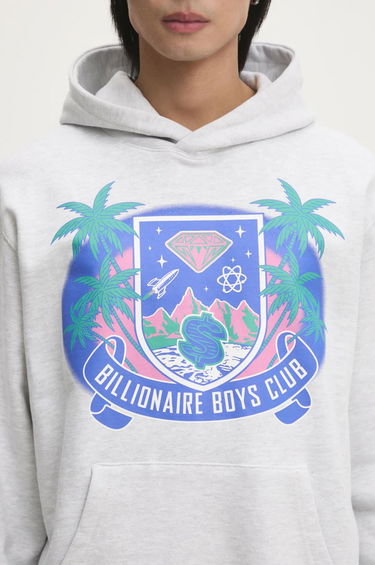 Mikina BILLIONAIRE BOYS CLUB Billionaire Boys Club Tropical Crest Popover Hoodie Šedá | B24447, 3