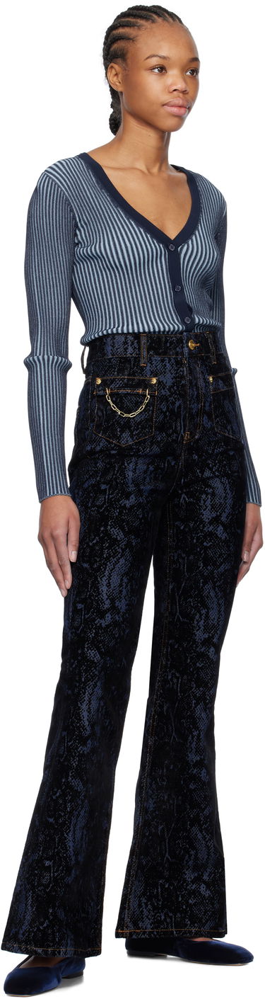 Džínsy GANNI GANNI Goddi Snake Print Flare Jeans Modrá | J1612, 3