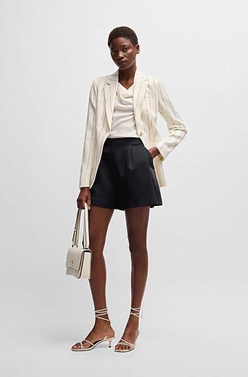 Šortky BOSS Relaxed Fit Pleated Shorts Navy | 50537474, 1