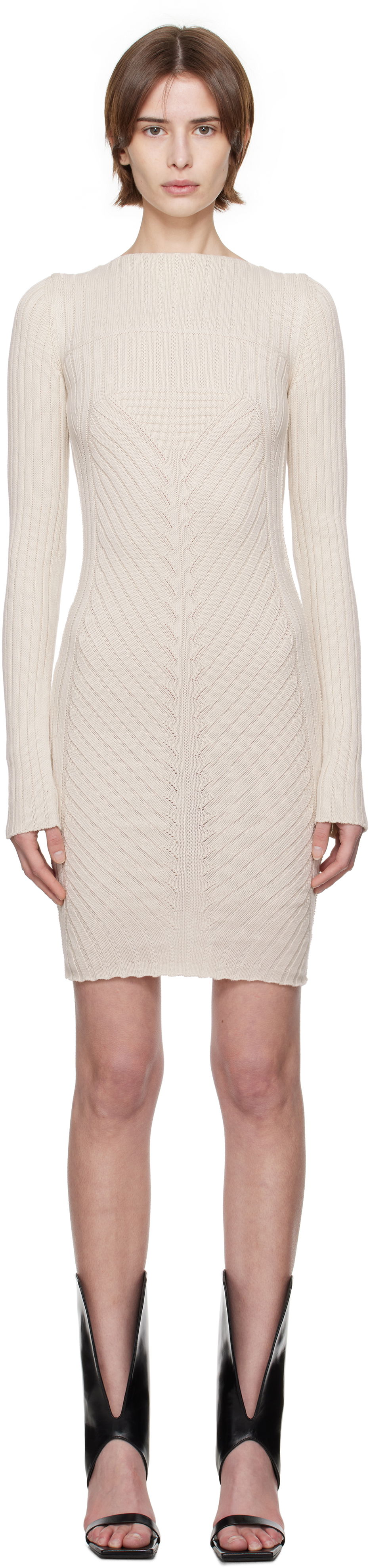 Šaty Rick Owens Rick Owens Hollywood Knit Mini Dress Béžová | RP01E7651 KEC, 0