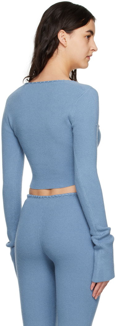 Sveter GUIZIO Guizio Bow Cropped Knit Sweater Modrá | DGF22K302_BLU, 2