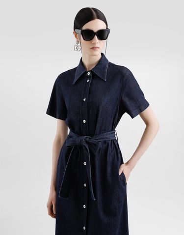 Šaty Dolce & Gabbana Dolce & Gabbana Silk Denim Shirt Dress Modrá | F6TMBDG8MR3S9001, 3