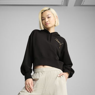 Mikina Puma Leo Luxe Cropped Hoodie Čierna | 632338_01, 0