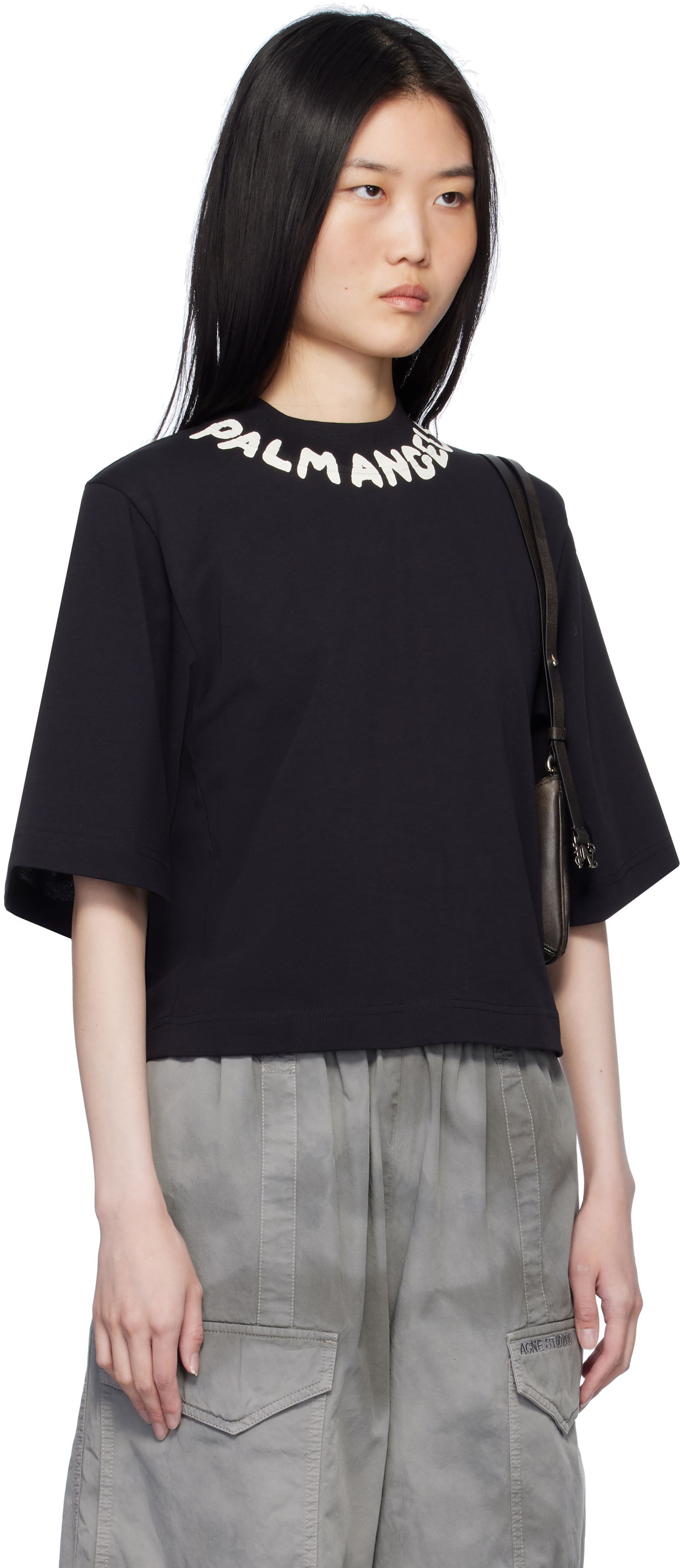 Tričko Palm Angels Cropped Logo T-Shirt Čierna | PWAA020S25JER0031003, 1