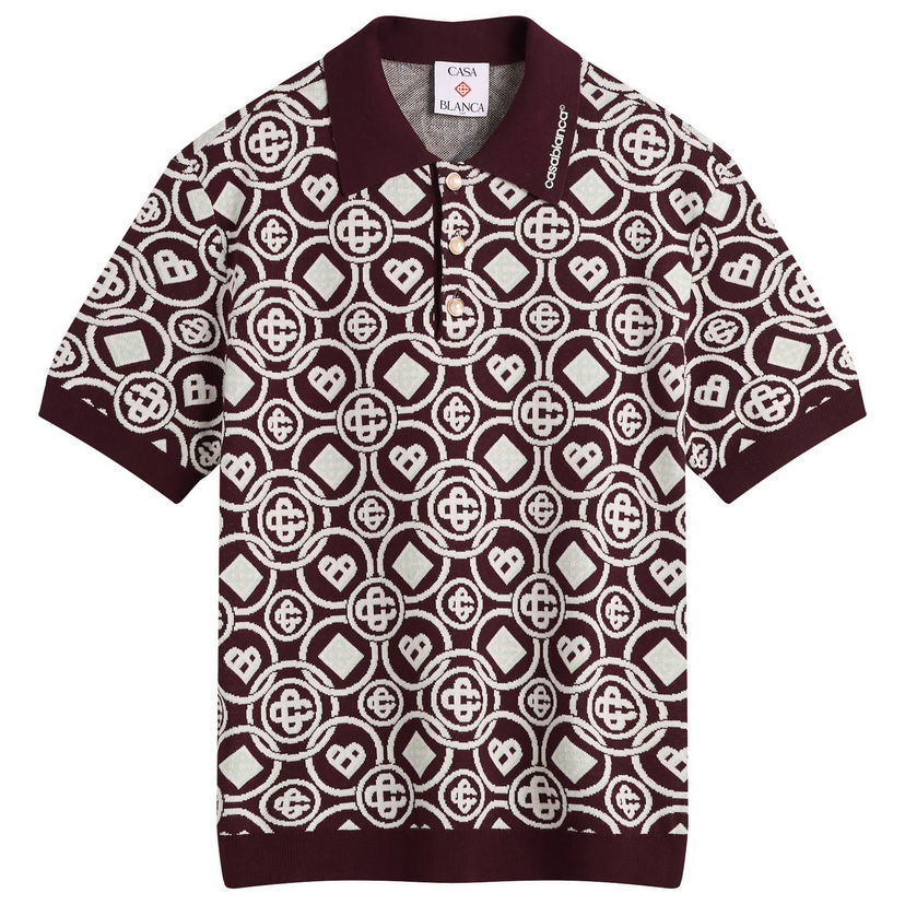 Polo tričko Casablanca Casablanca Monogram Polo, Size Large Vínová | M-AW25-KW-1092-01