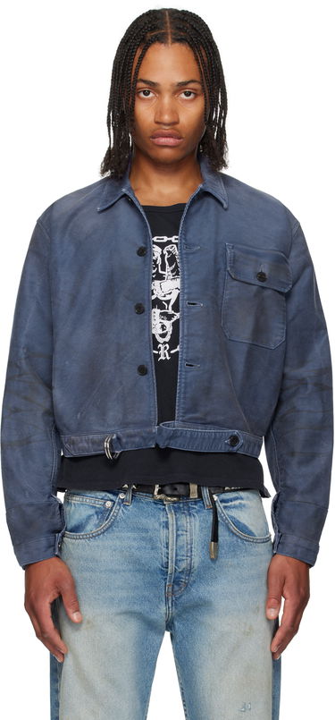 Bunda Enfants Riches Déprimés Enfants Riches Déprimés Denis Cropped Button-Up Jacket Modrá | 030-529, 0