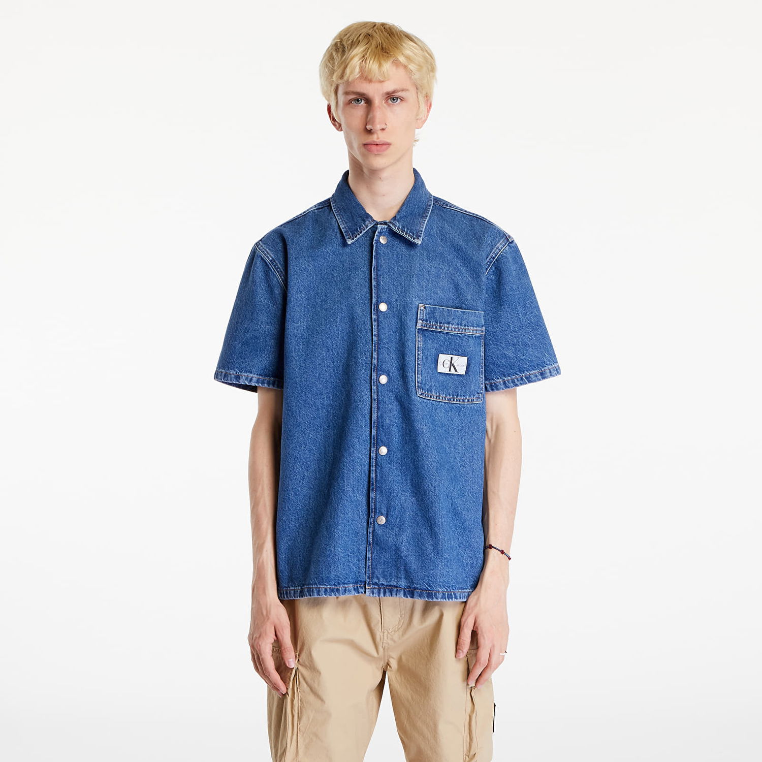 Košeľa CALVIN KLEIN Camp Denim Shirt Denim Medium Modrá | J30J325748 1A4, 0